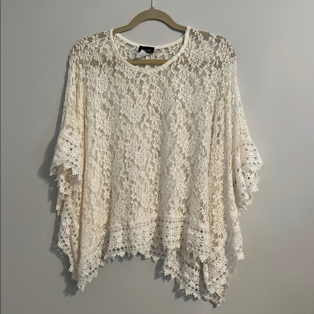 Rue21 Cream Lace Top with Dolman Sleeves